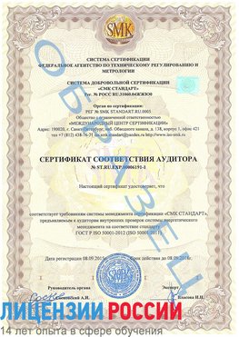 Образец сертификата соответствия аудитора №ST.RU.EXP.00006191-1 Абакан Сертификат ISO 50001
